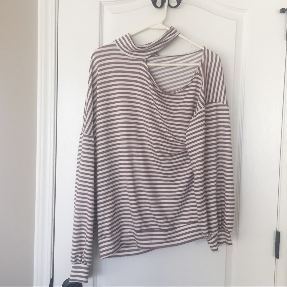 143 STORY one shoulder top with wrapped neck